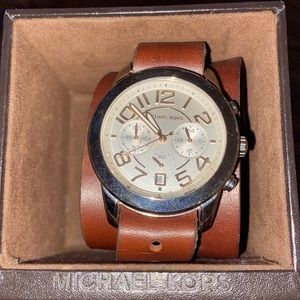 Michael Kors leather cuff watch